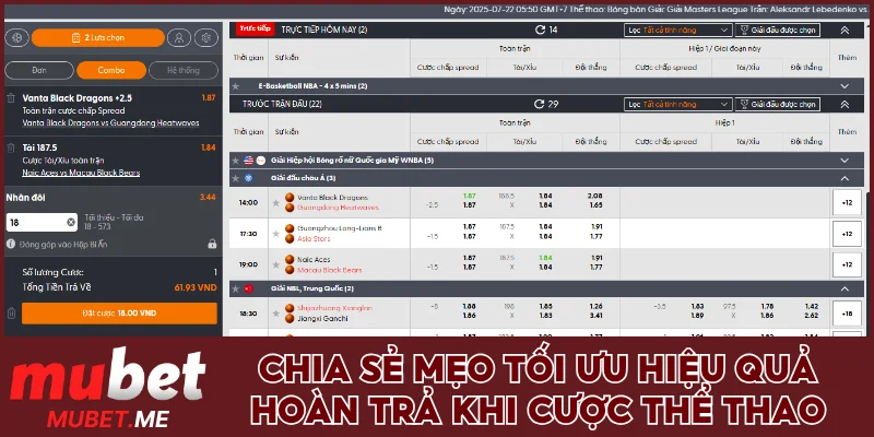 Chia sẻ mẹo tối ưu hiệu quả hoàn trả khi cược thể thao