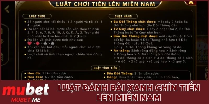 Luật đánh bài xanh chín Tiến Lên Miền Nam
